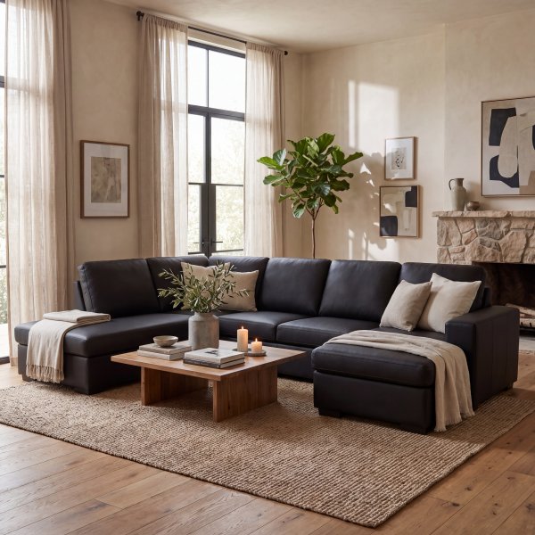 Solna U-sofa i sort PU A3D Solna U-sofa i sort PU A3D