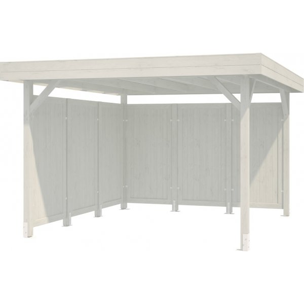 Modular Garden Paviljong 9,4m med plank - Vitlackerat