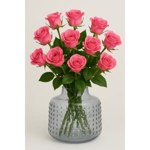 Blomvas i glas 19 cm h�g