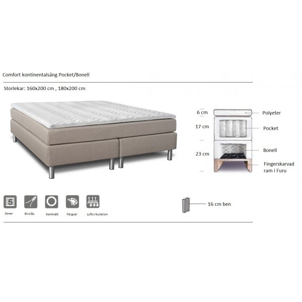 Comfort kontinentals�ng 160 cm - Beige