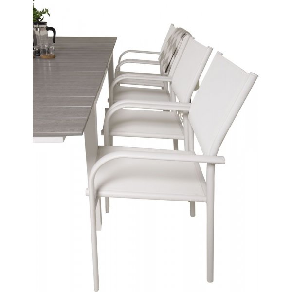 Pr�ssebo Matgrupp (160x100) - Vit/Gr� - 8 Stolar