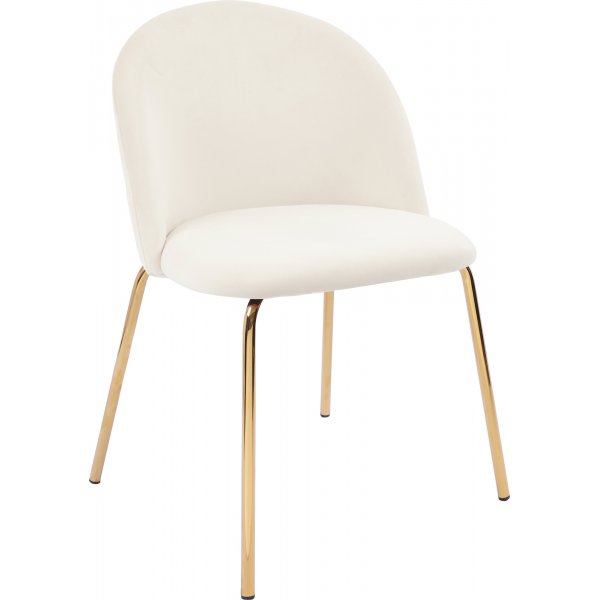 Stol beige sammet guldiga ben - Plaza