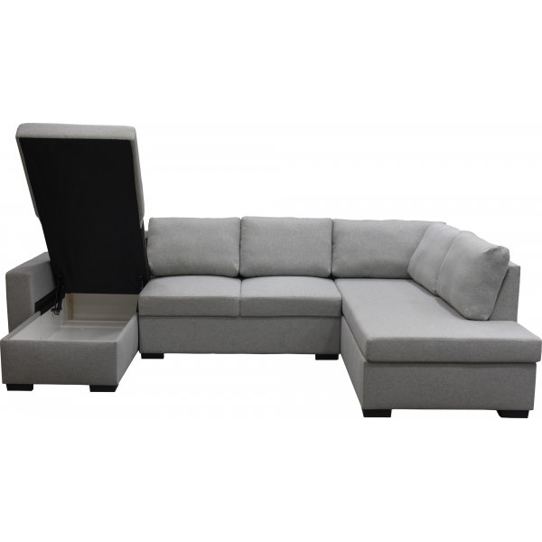 U-soffa Solna med f�rvaring - 309 cm - ljusgr�