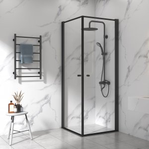 Brusekabine 80x80cm | Aluminium og sikkerhedsglas | Sort ramme