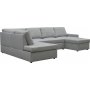 U-soffa b�ddsoffa T�rn� v�ndbar med f�rvaring - 304 cm - ljusgr�