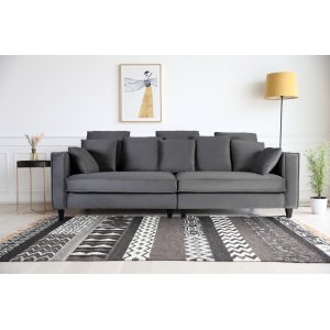 Sofa 250 cm bred mørkegrå fløjl 114 cm dyb Sofa 250 cm bred mørkegrå fløjl 114 cm dyb