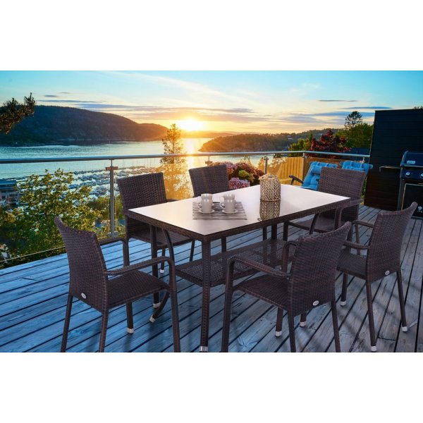 Matgrupp Sumba bord + 6 stolar - Brunmelerad Matgrupp Sumba bord + 6 stolar - Brunmelerad