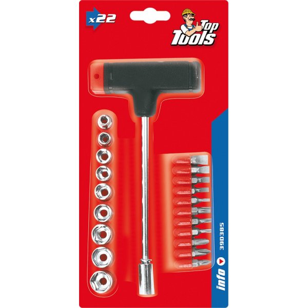 T-handtag + bits, 21 delar