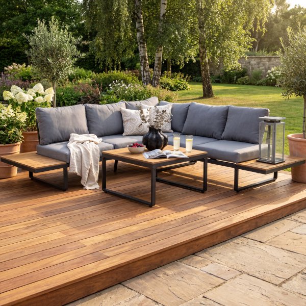Loungegrupp utomhus aluminium & polywood - 2-delad hörnsoffa Loungegrupp utomhus aluminium & polywood - 2-delad hörnsoffa