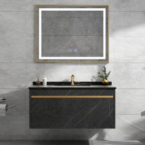 Badrumsm&ouml;bler 100 cm Tv&auml;ttst&auml;ll med LED-spegel - Melbourne + Toalettpappersh&aring;llare