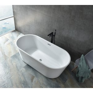 Frist�ende badkar 140 � 75 cm � h�gblank vit akryl