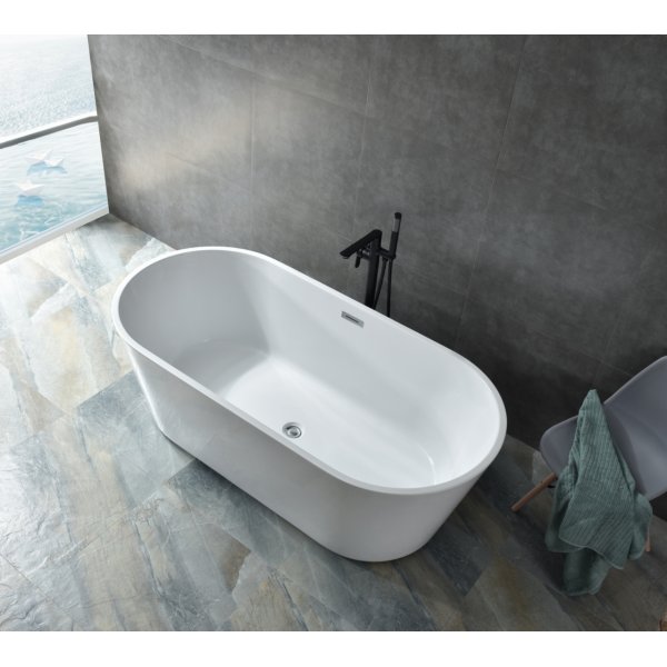 Fristående badkar 140 × 75 cm – högblank vit akryl Fristående badkar 140 × 75 cm – högblank vit akryl