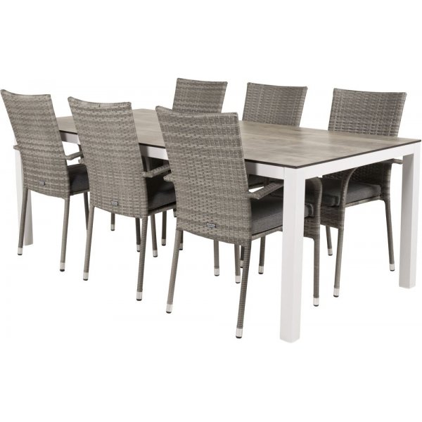 Tottarp Matgrupp (205x100) - Grå/Vit - 6 Stolar Tottarp Matgrupp (205x100) - Grå/Vit - 6 Stolar