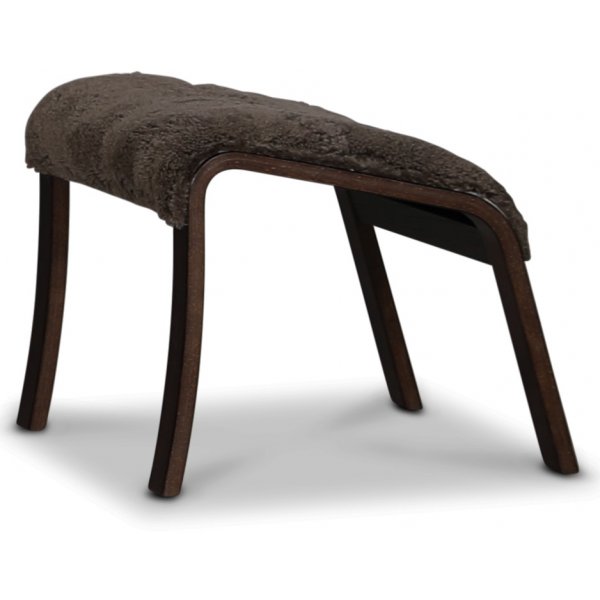 Lammet / Fushion fotpall i f�rskinn scandinavian expresso - M�rk valn�t