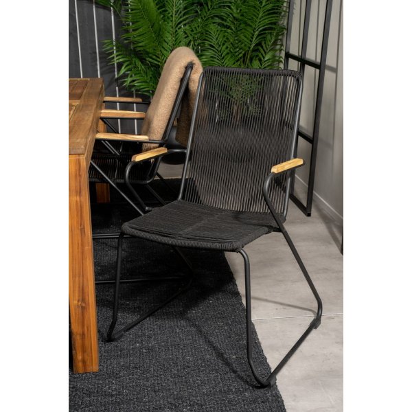 Lekvall Matgrupp (200x90) - Svart/Natur - 6 Stolar