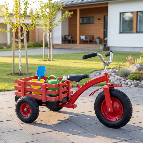 Trehjuling f�r Barn med Sl�p | Luftgummihjul | Justerbart Styre | 3�6 �r