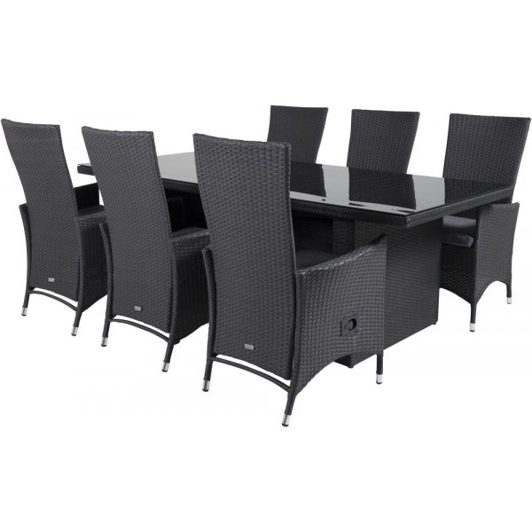 Jrnsta Matgrupp (200x100) - Svart - 6 Stolar