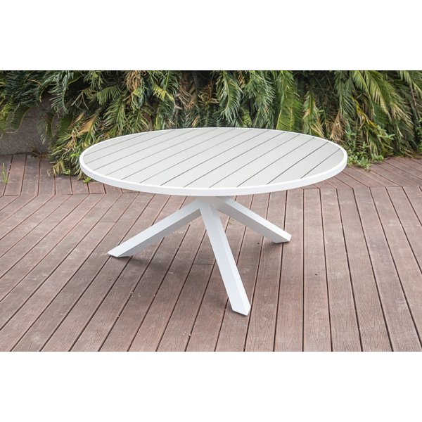 Gartentisch - Ebbarp | 150 | weies Aluminium | Graues Nichtholz