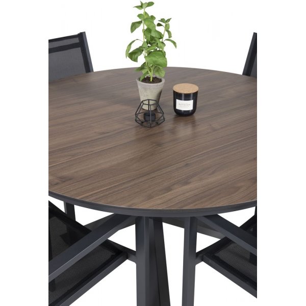 Tottarp Matgrupp (ø140) - Svart/Brun - 4 Stolar Tottarp Matgrupp (ø140) - Svart/Brun - 4 Stolar