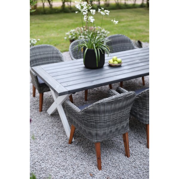 Oxford - Gartenmöbelgruppe 220 cm Grau/Weiß + Textilimprägnierung für Outdoormöbel Oxford - Gartenmöbelgruppe 220 cm Grau/Weiß + Textilimprägnierung für Outdoormöbel