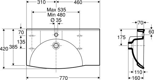 Ifö Sign tvättställ 75 cm Compact vänster 7752 Vit Ifö Sign tvättställ 75 cm Compact vänster 7752 Vit