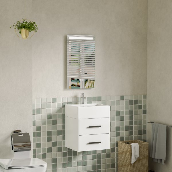 Badrumspaket 80 cm Vit Mjukstängande lådor & LED-spegel - Elara Badrumspaket 80 cm Vit Mjukstängande lådor & LED-spegel - Elara