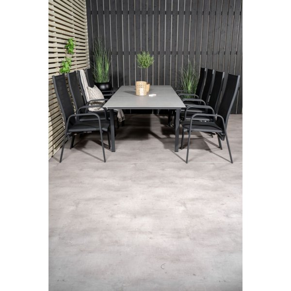 Pr�ssebo Matgrupp (160x100) - Svart/Gr� - 8 Stolar