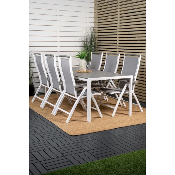 Ervalla Matgrupp (205x90) - Vit/Grå - 6 Stolar Ervalla Matgrupp (205x90) - Vit/Grå - 6 Stolar