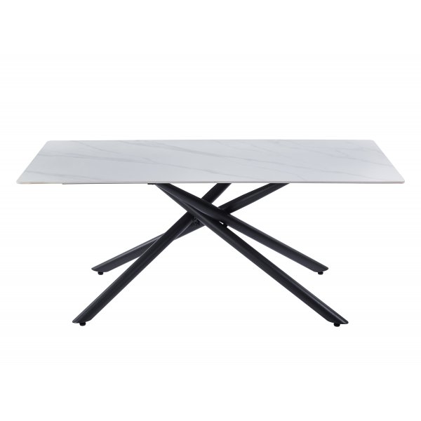 Jupiter matbord - 180x90 cm - Vit marmor keramik topp