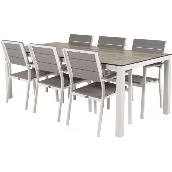 Tottarp Spisegruppe (205x100) - Hvid/Grå - 6 Stole Tottarp Spisegruppe (205x100) - Hvid/Grå - 6 Stole