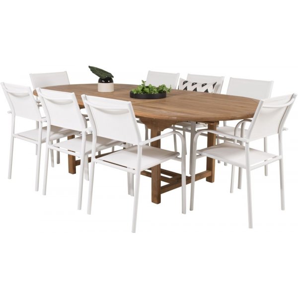 Bjuråker Spisegruppe (180x120) - Hvid/Natur - 8 Stole Bjuråker Spisegruppe (180x120) - Hvid/Natur - 8 Stole
