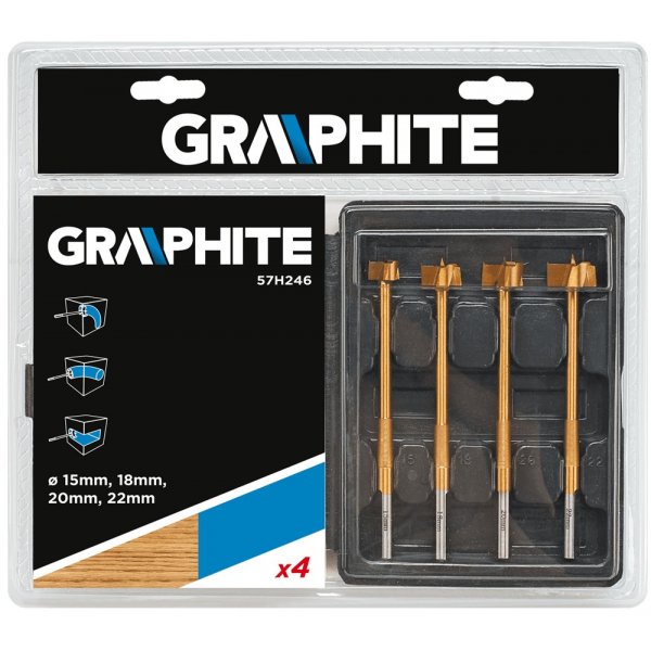 Forstner borrbitssats, tennbelagda, 4 delar