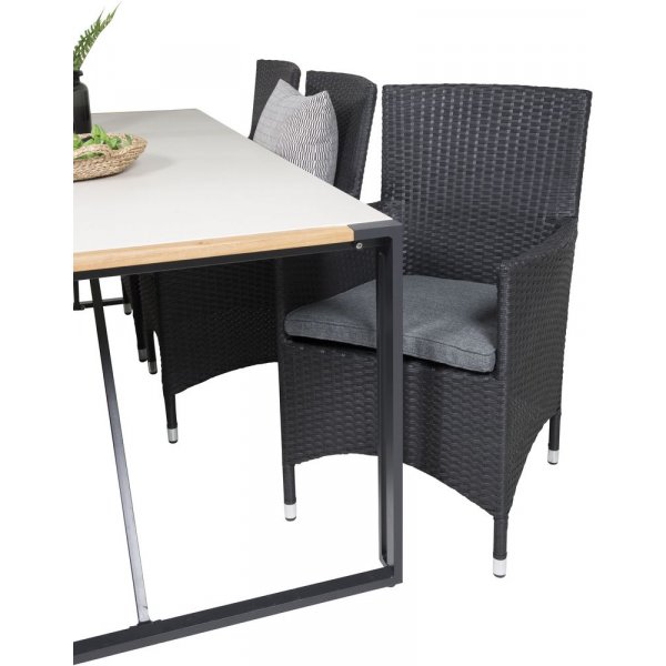 Tornsborg Matgrupp (200x100) - Svart/Gr� - 6 Stolar