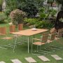 Mllan utegrupp i teak: 6 st karmstolar med matbord 176x90 cm