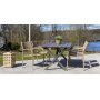 Scottsdale utematgrupp med 4 st karmstolar (stapelbara) och matbord 150 cm - Natur