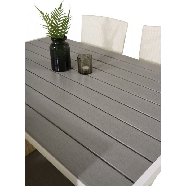 Ervalla Matgrupp (150x90) - Vit/Gr - 4 Stolar