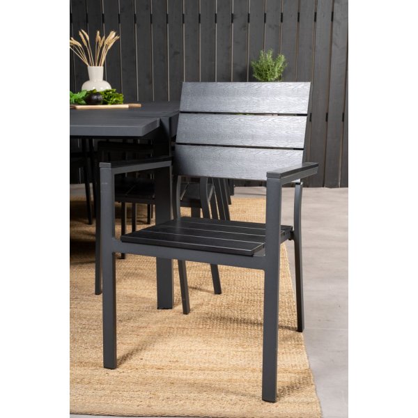 Holma Matgrupp (160x100) - Svart - 8 Stolar