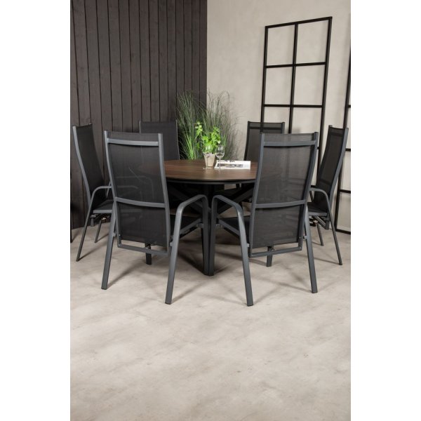 Tottarp Matgrupp (140) - Svart/Brun - 6 Stolar