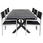 Ramsj Matgrupp (200x100) - Whitewash/Svart - 6 Stolar
