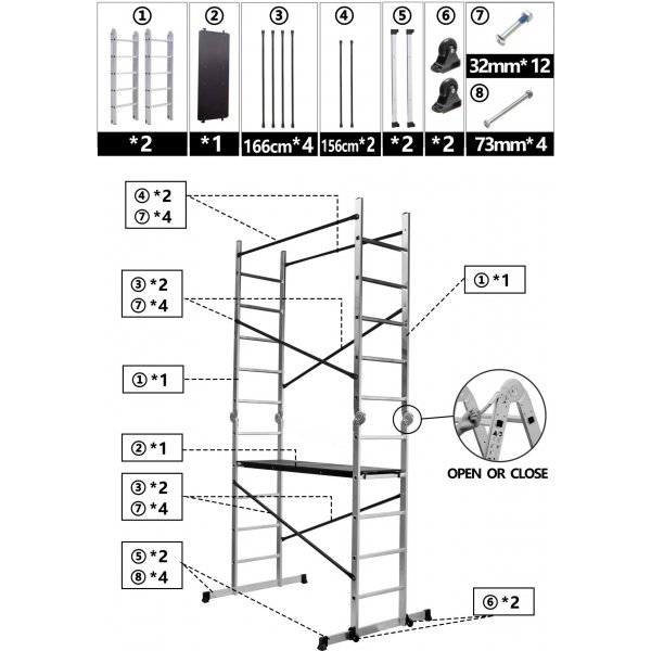 Multistege med arbetsplattform - Multibyggställning 3,1 m Multistege med arbetsplattform - Multibyggställning 3,1 m