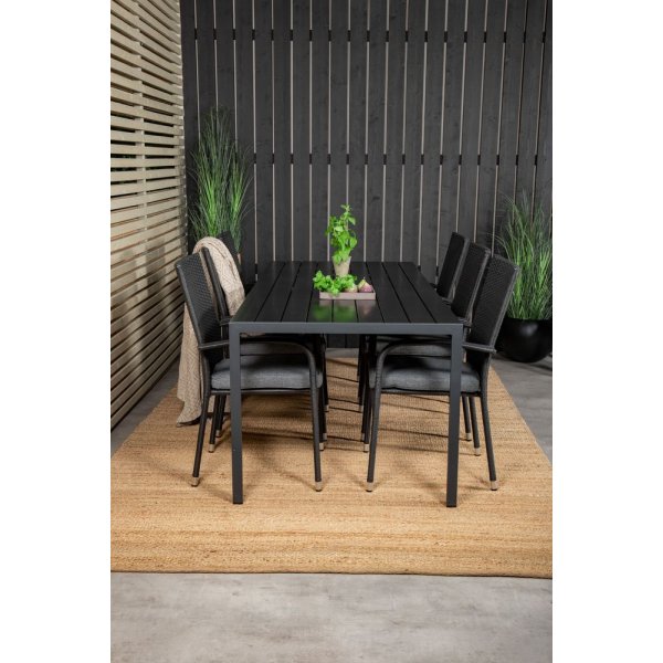 Ervalla Matgrupp (205x90) - Svart - 6 Stolar Ervalla Matgrupp (205x90) - Svart - 6 Stolar