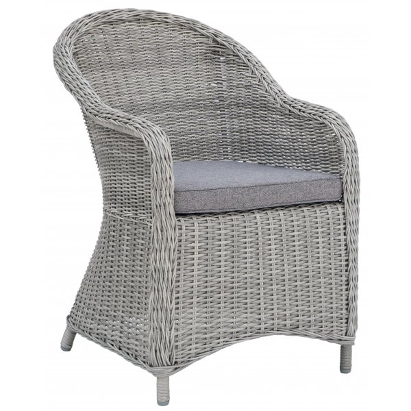 Essgruppe; 4 Stühle und Esstisch Ø110 cm grau/Rattan + Reinigungsspray für Gartenmöbel Essgruppe; 4 Stühle und Esstisch Ø110 cm grau/Rattan + Reinigungsspray für Gartenmöbel