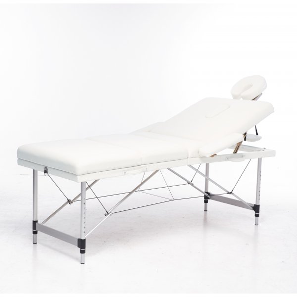 Massagebänk med metallben - 4 zoner - Vit Massagebänk med metallben - 4 zoner - Vit