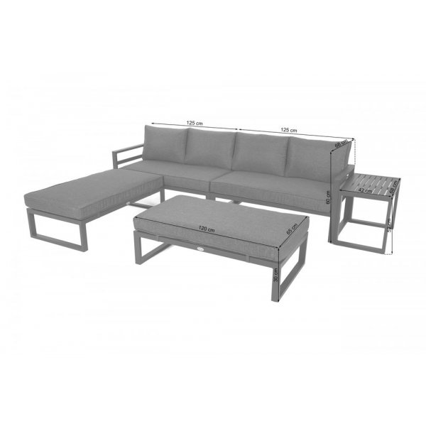 Modulsoffa Mediolan med bord - Silver/taupe