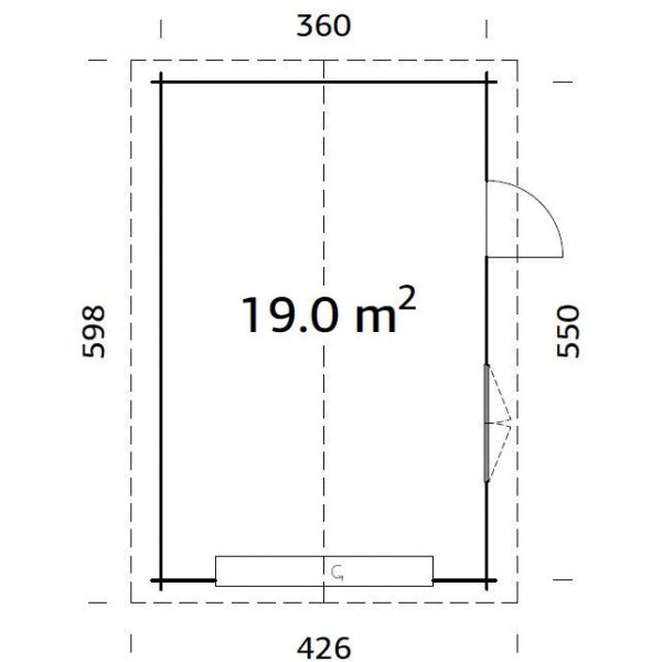 Garage Roger med takskjutport - 19,0 m² Garage Roger med takskjutport - 19,0 m²