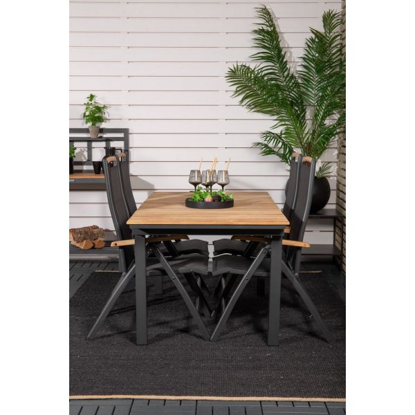 Maglehem Matgrupp (160x90) - Svart/Natur - 4 Stolar