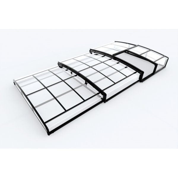 Pooldach aus schwarzem Polycarbonat, 881 x 426 x 92 cm