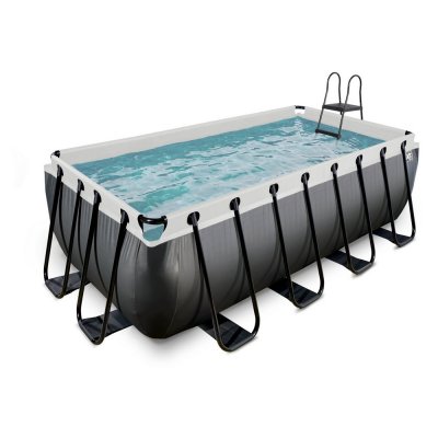 Pool 400x200x122cm med filterpump - Svart
