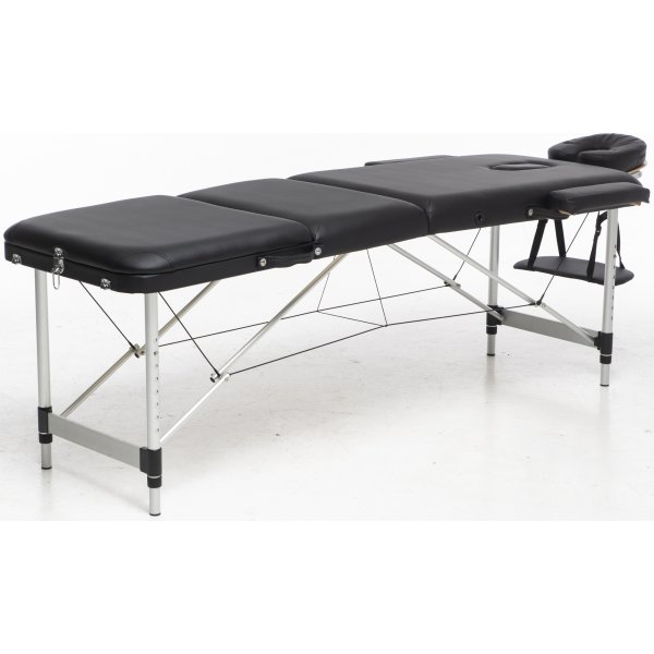 Massagebnk med metallben - 3 zoner - Svart