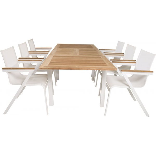 Dotorp Matgrupp (160x90) - Vit/Natur - 6 Stolar